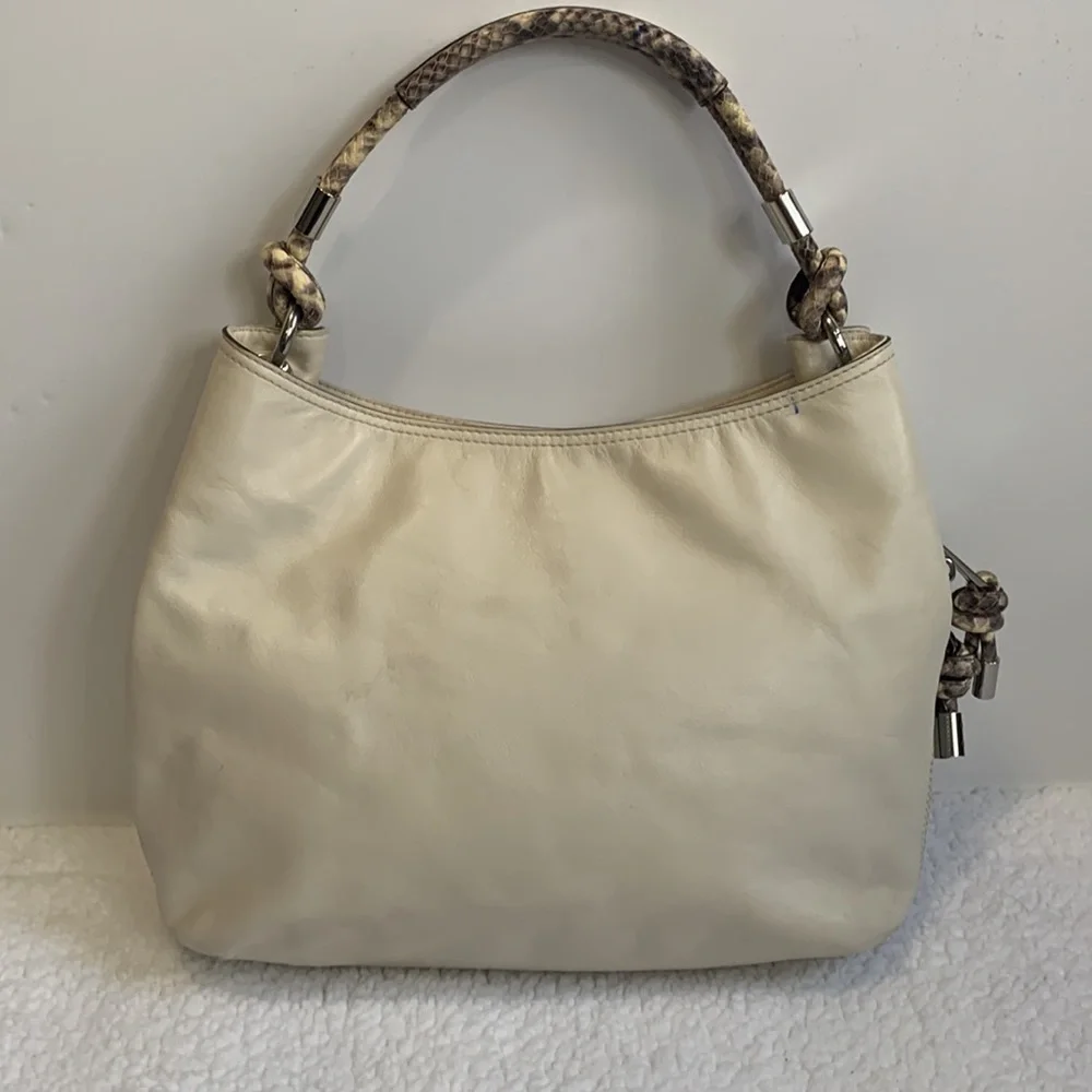 MICHAEL Kors Isabel Convertible Shoulder Ecru Ivory python large Leather bag